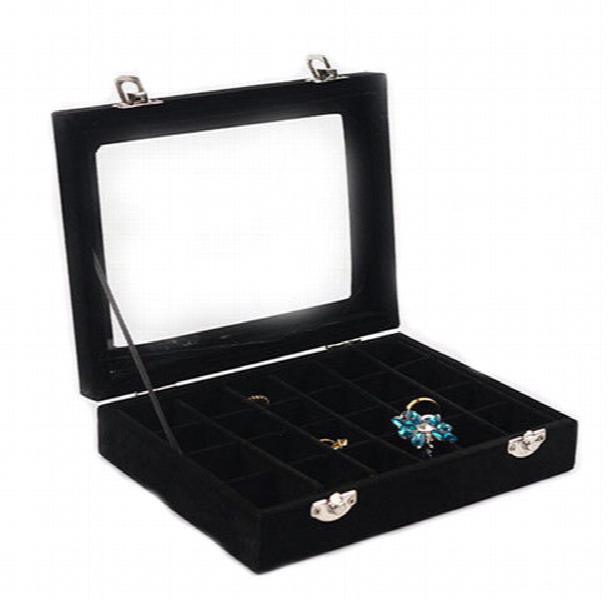Velvet Jewelry Box Organizer for Rings Earrings Necklaces Makeup 20*15*4.5cm