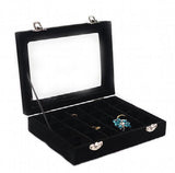 Velvet Jewelry Box Organizer for Rings Earrings Necklaces Makeup 20*15*4.5cm