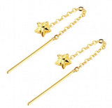 18k Drop Earrings AU750 Long Star Chain Earrings for Women