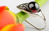 925 Silver Ball Garnet Earrings, Elegant Women's Jewelry
