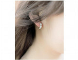 Silver Crystal Flower Stud Earrings for Women