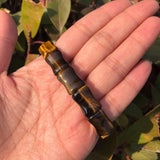 Yellow Tiger Eye Bracelet Bamboo Shape Crystal Healing Men's Jewelry