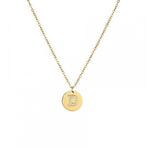 Circon 26 Letters Necklace Coin Steel Letter Charms Collar Chain Stacked
