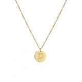Circon 26 Letters Necklace Coin Steel Letter Charms Collar Chain Stacked