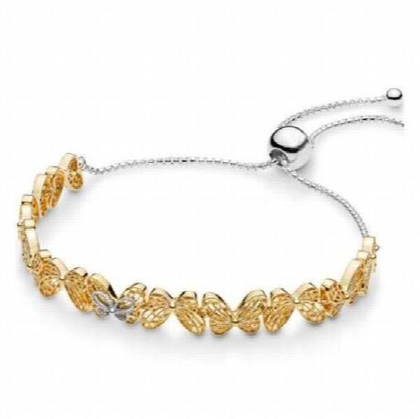 925 Sterling Silver Pan Bracelet Openwork Butterflies Bangle