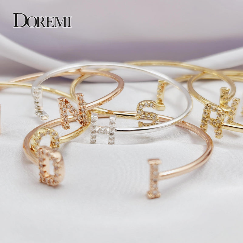 Doremi Initial Bracelet Zirconia Pave Setting Child & Adult Size