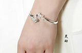 925 Silver Fish Bracelet Retro Unique Distressed Open Punk Jewelry
