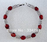 18KGP Lady's CZ Bracelet 4 Colors Red/Green/Pink/Purple/Blue