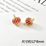 Red Lantern Double Hook Copper Charms for DIY Jewelry