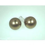 Pearl Earrings 10mm Silver Chocolate South Sea Shell Silver Post