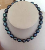 Tahitian Green Baroque Pearl Necklace 18in 925 Silver