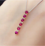 Garnet Gemstone Pendant Necklace 925 Silver Red Stone Charm Jewelry