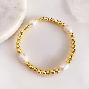 10Pcs Plated Beads Stretch Bracelet Natural Pearl Wedding Party Jewelry