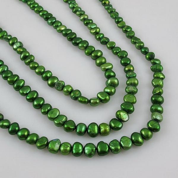 Green Baroque AA 4-5MM Freshwater Pearl Full Strand DIY Making