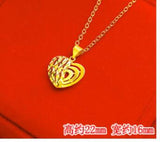 Gold-Plated Peach Heart Pendant Necklace for Women