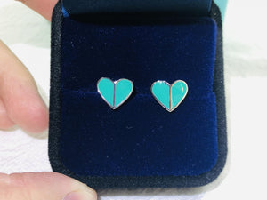 KSNY Spade Mini Enamel Peach Heart Earrings Green