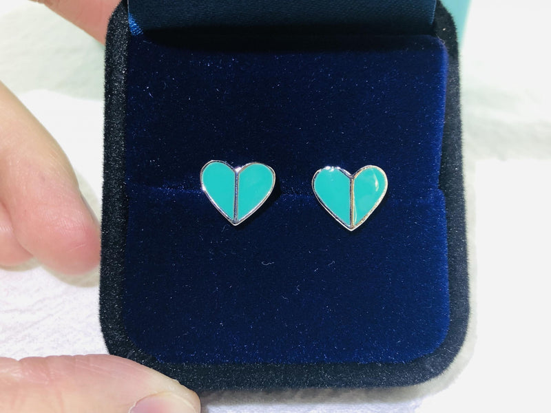 KSNY Spade Mini Enamel Peach Heart Earrings Green