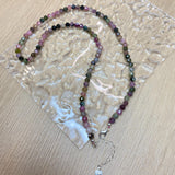 4MM Faceted Tourmaline Necklace Rainbow Natural Stones S925 Silver Collier