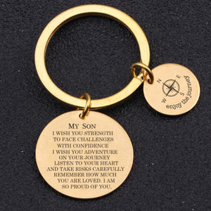 Engraved Compass Keychain Enjoy The Journey Adventure Motivational Keyring