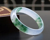 Natural Floating Green Flower Quartzite Jade Bangle Jewelry