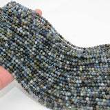 Natural Green + Aquamarine Faceted Round Beads 5mm