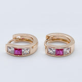 Circle Round Women Fine Jewelry 585 Rose Red Zircon Earrings
