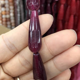 10x30mm Dark Red Chalcedony Jade Water Drop Beads for Jewelry Making