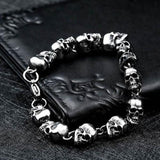 316L Stainless Steel Punk Skull Bead Men's Link Strand Hand Chain