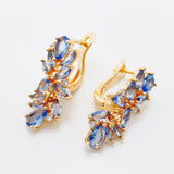 Water Drop Light Purple Stone Women 585 Rose Wedding Earrings