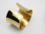 Golden Stainless Steel Wide Cuff Bangle Bracelet for Women