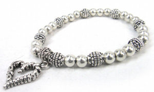 Heart Charm Beaded Bracelet for Women
