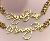 DOREMI 12mm Cuban Name Pendant Necklace Thick Chain Cursive Nameplate Women Gift