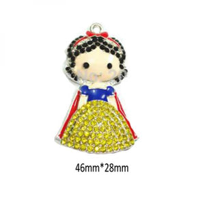 10pcs Enamel & Rhinestone Snow White/Cinderella Princess Pendants