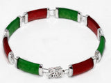 Red/Green Jade 18KGP/Silver Plated Bracelet