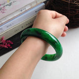 Zheru Jewelry Natural Burmese Jadeite 54-64mm Dark Green Bracelet
