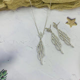 Copper Wire Zircon Necklace Earrings Set Wedding Jewelry S1525