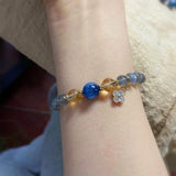 Labradorite/Kyanite Round Bead Bracelet Women 7mm Gray MoonStone Bangle