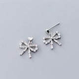 925 Silver Bowknot Zircon Stud Earrings