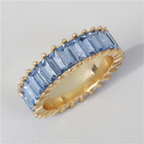 Rainbow CZ Ring Hot Filled Stacking Eternity Colorful Jewelry For Women
