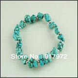 5pcs Howlite Silver Plated Bead Bangle Bracelet Elasticity Adjustable