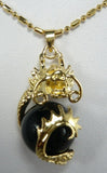 Chinese Dragon Inlay 12mm Natural Jade Pendant Jewelry