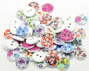 600pcs Mixed Multicolor 2 Holes Wood Sewing Buttons 15mm