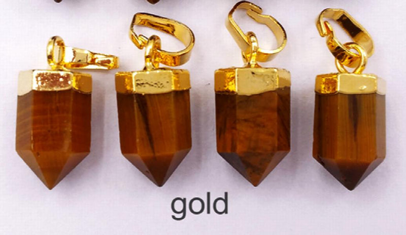 Silver Plated Tiger Eye Bullet Charms for Jewelry Making