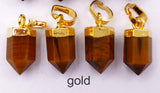 Silver Plated Tiger Eye Bullet Charms for Jewelry Making
