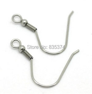 316L Stainless Steel Ear Wires Hooks, Bead + Coil, Earring Finding