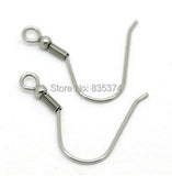 316L Stainless Steel Ear Wires Hooks, Bead + Coil, Earring Finding