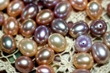 Freshwater Pearl Pink/Purple Rice Beads 10-11mm Half Hole Earrings DIY Jewelry