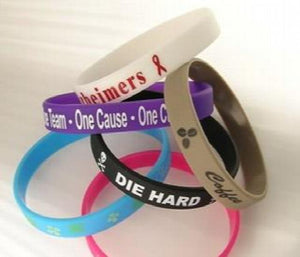 100PCS Silicone Bracelets Cheap Pack Wristbands Ads