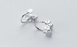 Girls' 925 Silver BOWKNOT Clip Earrings, Clear CZ, NO Pierced