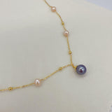 Natural Freshwater Pearl Necklace 18K Plated Big Round Pearl Pendant